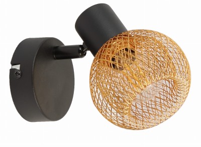 Loretto - kinkiet 1 płomienny czarny/zł  1xE14 40W. 830701-30