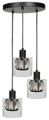 Elmo - lampa wisząca 3 płomienna czarny mat