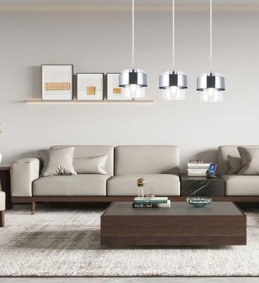 Quan - lampa wisząca 3 płomienna chrom