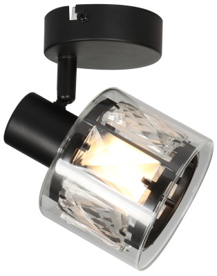 Elmo - kinkiet 1 płomienny czarny mat Klosz: 1 metal/kryształ; 2 - przeroczysty
