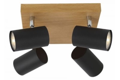 Quentin - plafon 4 płomienny imitacja drewna/czarny 838504-11